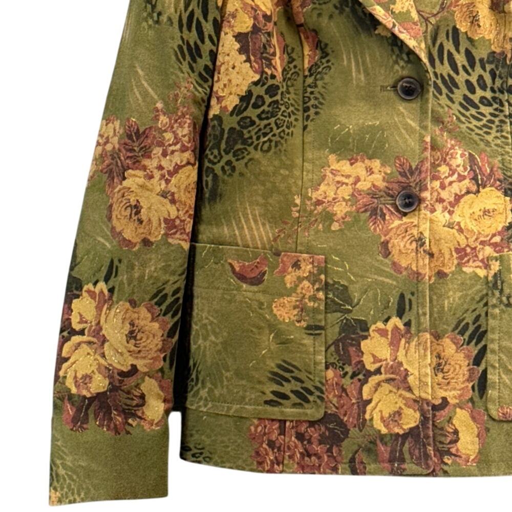 Doncaster Vintage Tapestry Green Pink Floral Animal Jungle Blazer Jacket Women 4 - Picture 4 of 10